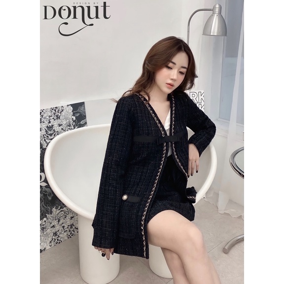 Set dạ xích nơ cài 2 màu đen/be | BigBuy360 - bigbuy360.vn