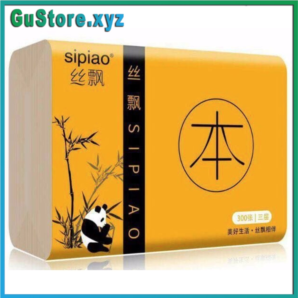  [Gu Store] giấy ăn Gấu trúc Sipiao cỡ nhỏ siêu dai 1 gói 300 tờ
