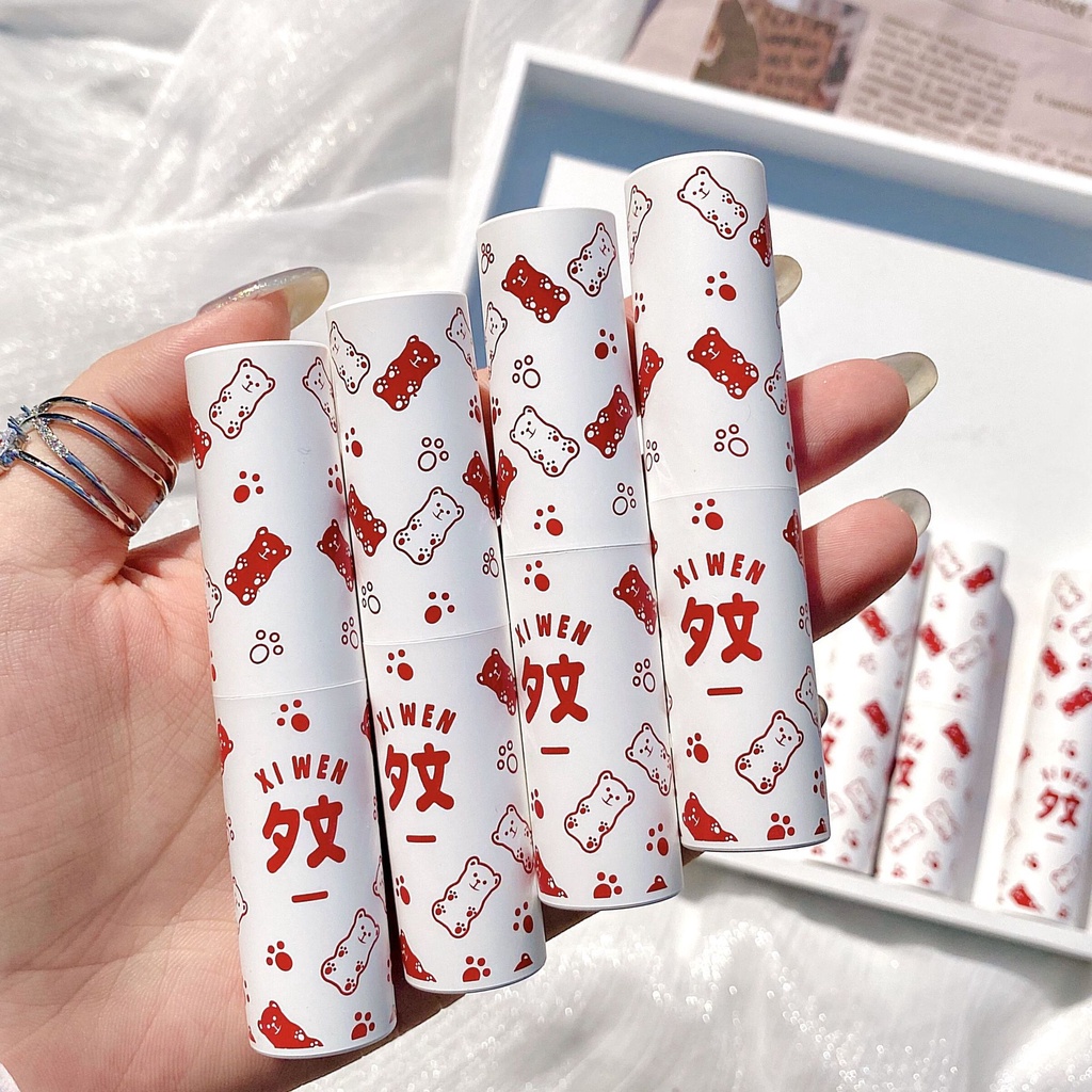 Son Môi Xiwen Chống Thấm Nước Chất Nhung Lì Thiết Kế Hình Gấu Dễ Thương