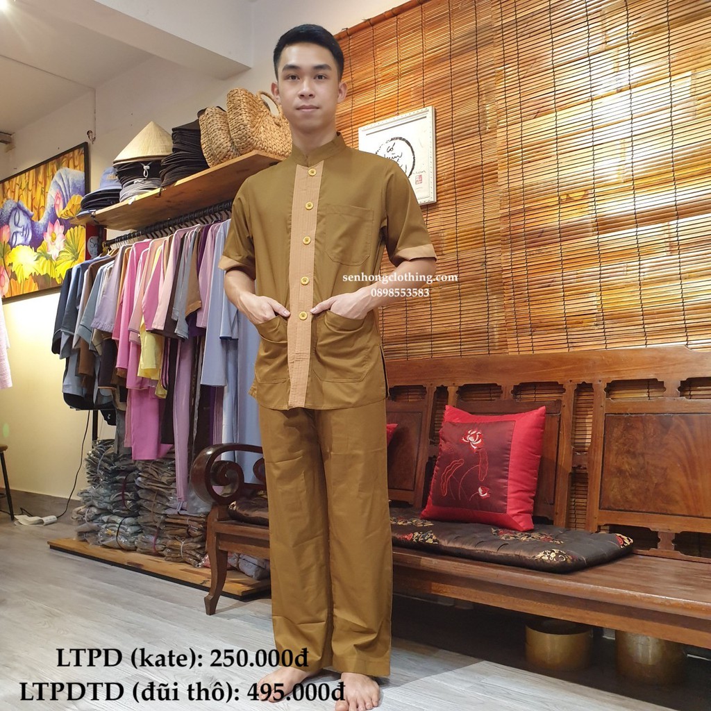 Áo Lam Đi Chùa Cho Nam Tay Ngắn Phối Màu dành cho Phật tử - cư sĩ tại gia mọi lứa tuổi