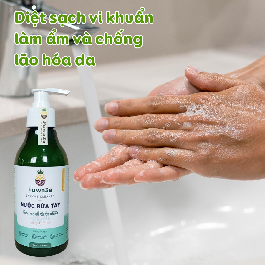 Nước rửa tay hữu cơ Fuwa3e mùi tinh dầu quýt từ chế phẩm Enzyme sinh học 300ml