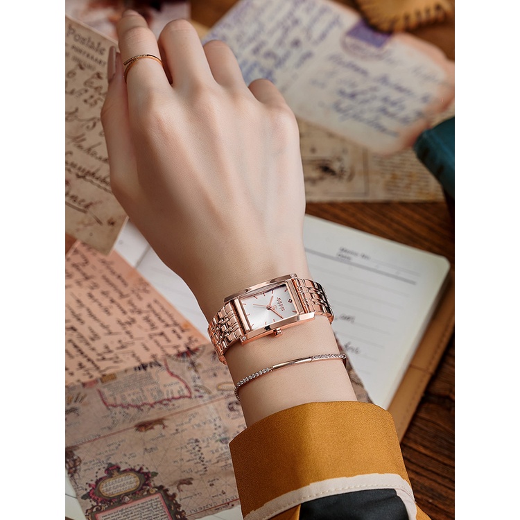 Julius / julius Đồng Hồ quartz Mặt Vuông Nhỏ Đính Đá zircon Chống Thấm Nước ja-1257