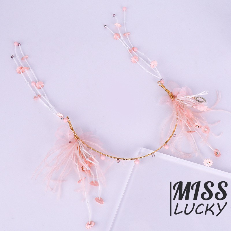 Băng đô cài tóc làm bằng nhựa dáng dài trang trí hoa duyên dáng cho cô dâu