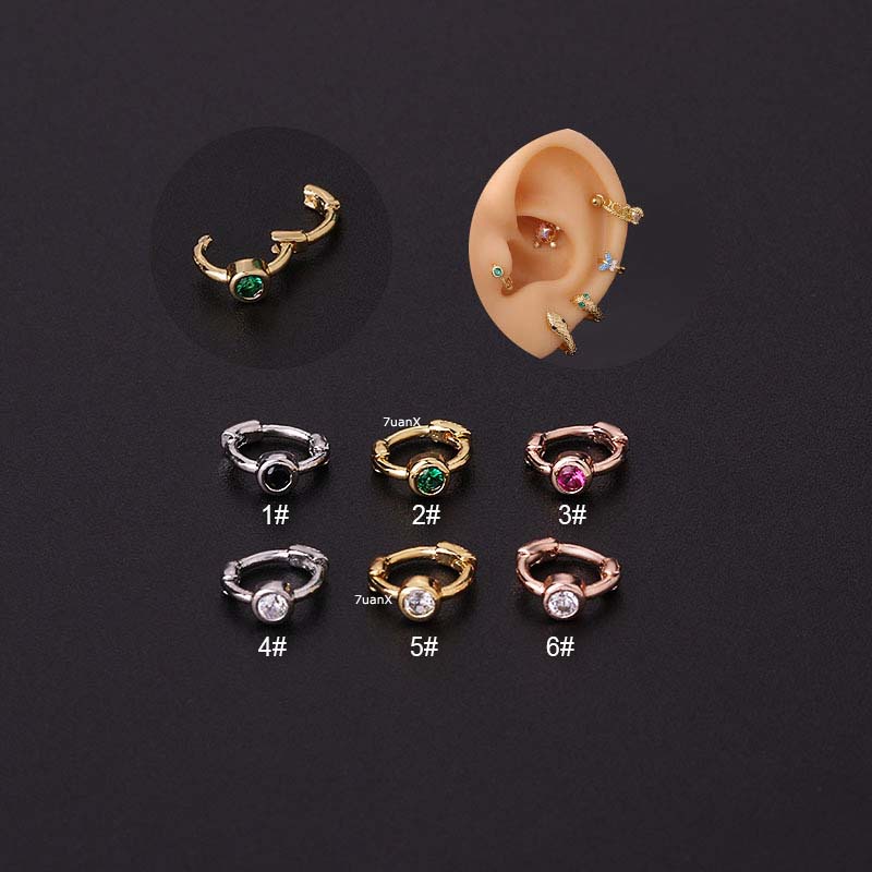 Khuyên kẹp tai mini 6mm bằng đồng đính đá zircon