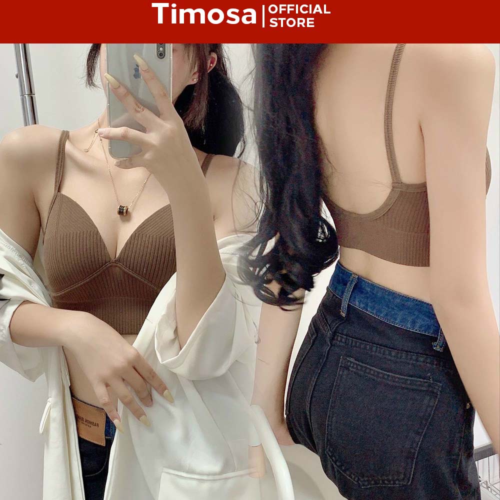 Áo bra nữ 2 dây có đệm cao cấp tạo khe gân tăm chữ U gợi cảm hở lưng co dãn mã T0071
