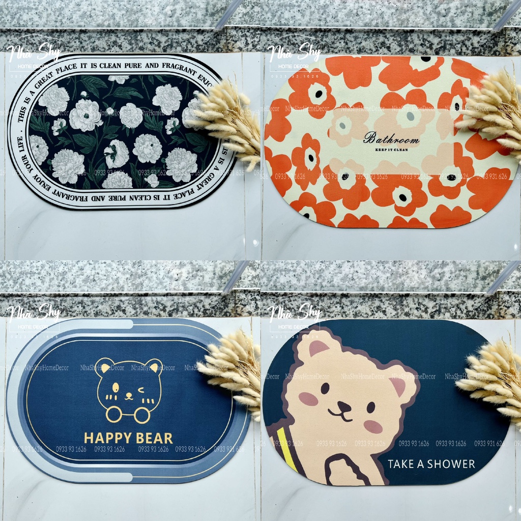 Thảm Lau Chân Silicon Siêu Thấm Cực Nhanh Mềm Mịn Chống Trơn Trượt An Toàn Cho Gia Đình