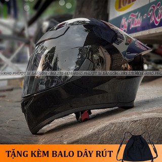Mũ bảo hiểm Fullface ROC - Royal m138B màu đen bóng kèm kính khói đen tặng kèm 1 balo dây rút chống trầy
