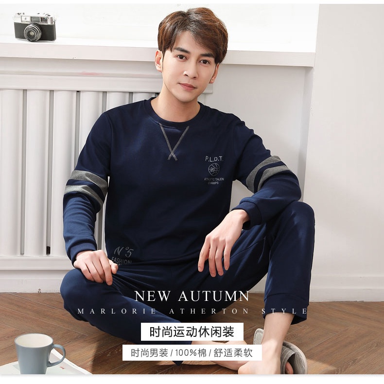 Bộ Đồ Ngủ Cotton Tay Dài Dáng Rộng Thời Trang Thu Đông Cho Nam 7Cv8 ** - * - * | BigBuy360 - bigbuy360.vn