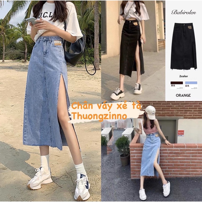 [ẢNH THẬT/VIDEO]CHÂN VÁY BÒ mác da XẺ TÀ GAM MÀU HÀN QUỐC