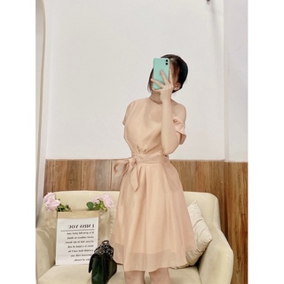 [HÌNH THẬT- SHOP CHỤP] Đầm lệch vai cột eo