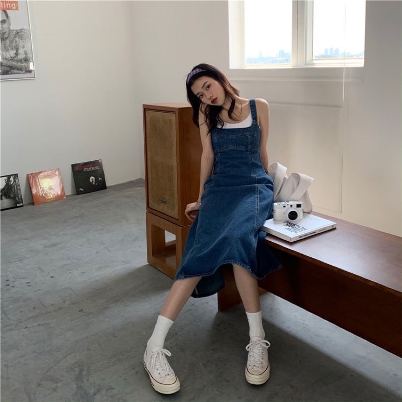 Yếm váy jeans dáng chữ A rẻ nhất shopee