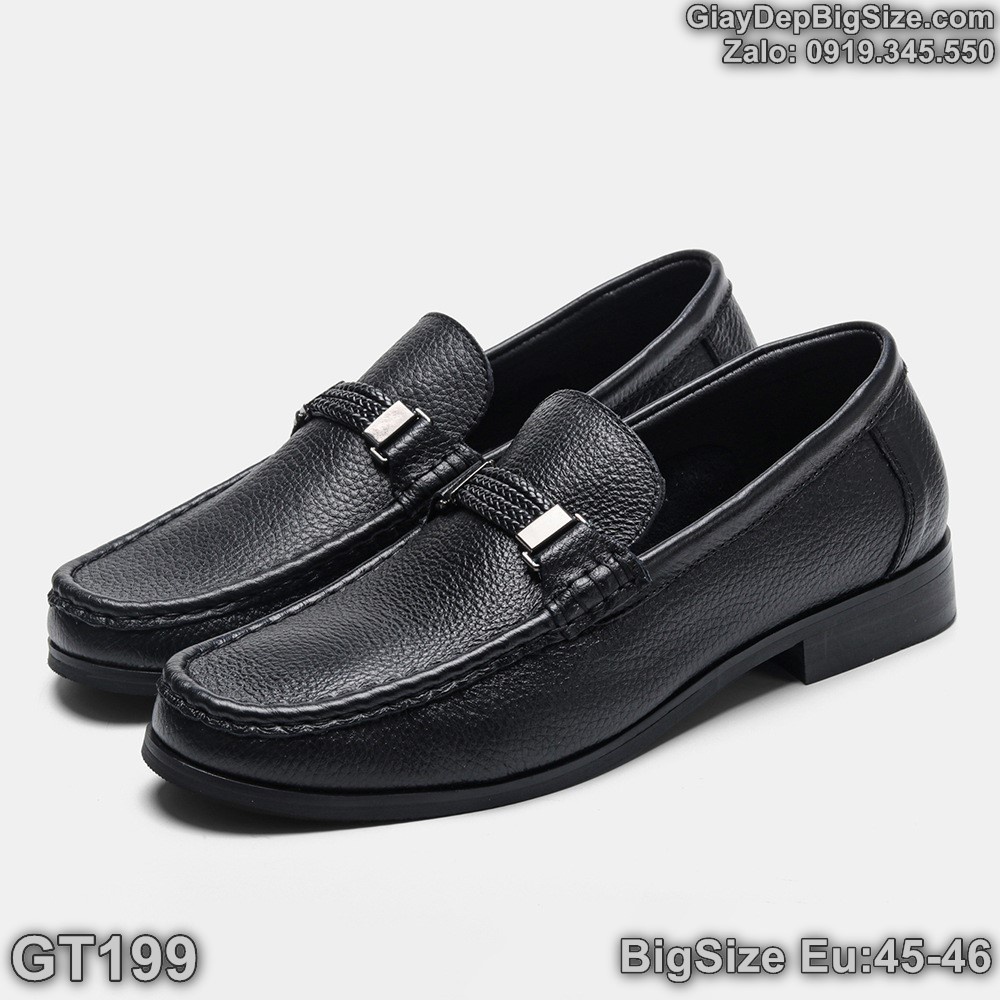 Giày tây lười công sở, giày xỏ penny loafer big size cỡ lớn Eu:45-46 cho nam cao to chân ú bè - GT199