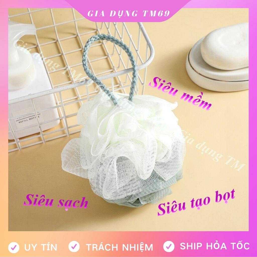 Bông Tắm Tẩy Tế Bào Chết Kì Ghét Tạo Bọt Tròn Dài Chà Lưng Sạch Hiệu Quả Siêu Mềm Có Dây Treo Tiện Lợi