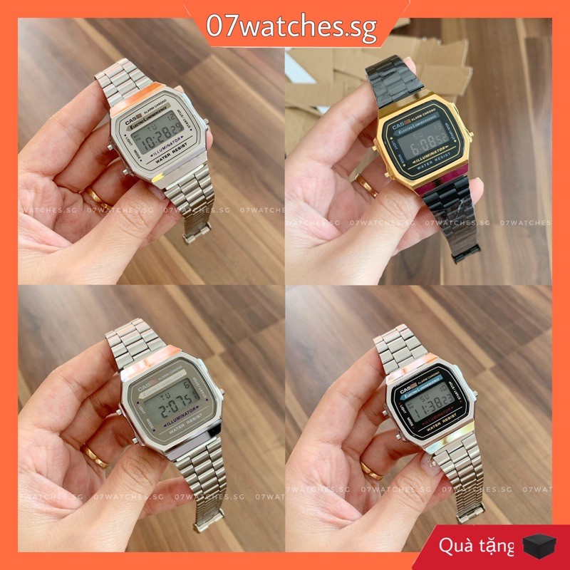 [Sẵn Hàng ]Đồng hồ nam và nữ AG168 dây kim loại không gỉ chống nước