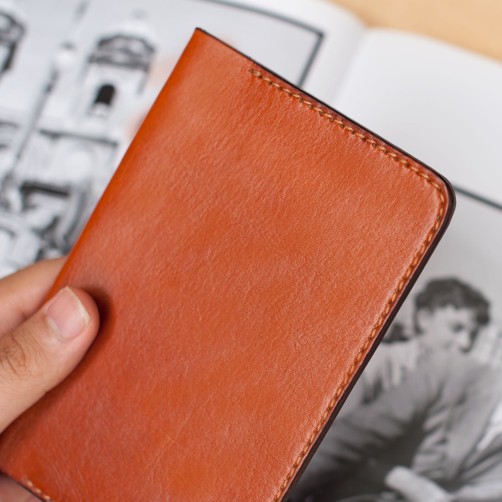 Vỏ bao passport da bò nhập khẩu mầu nâu - Vỏ bao Mino Crafts VO322S