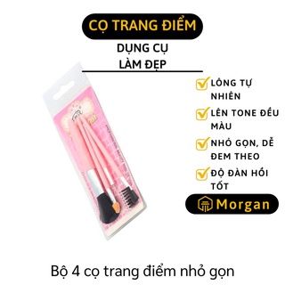 [1 ĐỔI 1] Bộ Cọ Trang Điểm Mini - Bộ 4 Món Cọ Makeup Cá Nhân Nhỏ Gọn, Lông Mềm Mại 8118