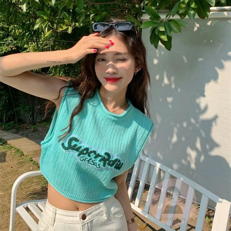 Áo Ba Lỗ Cổ Tròn In Chữ Thời Trang Mùa Hè Dành Cho Nữ