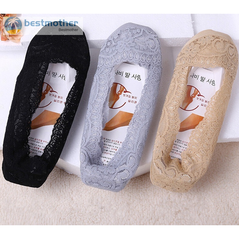 Đôi vớ cổ ngắn phối ren chống trượt kiểu dáng thời trang cho nữ