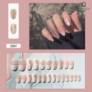 Bộ 24 móng giả đính hạt dán hình bướm [Tặng kèm keo dán]