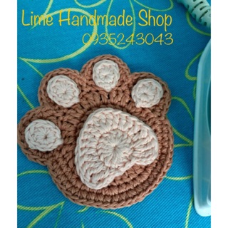 Miếng lót ly handmade hình chân mèo dễ thương - Lót ly bằng len