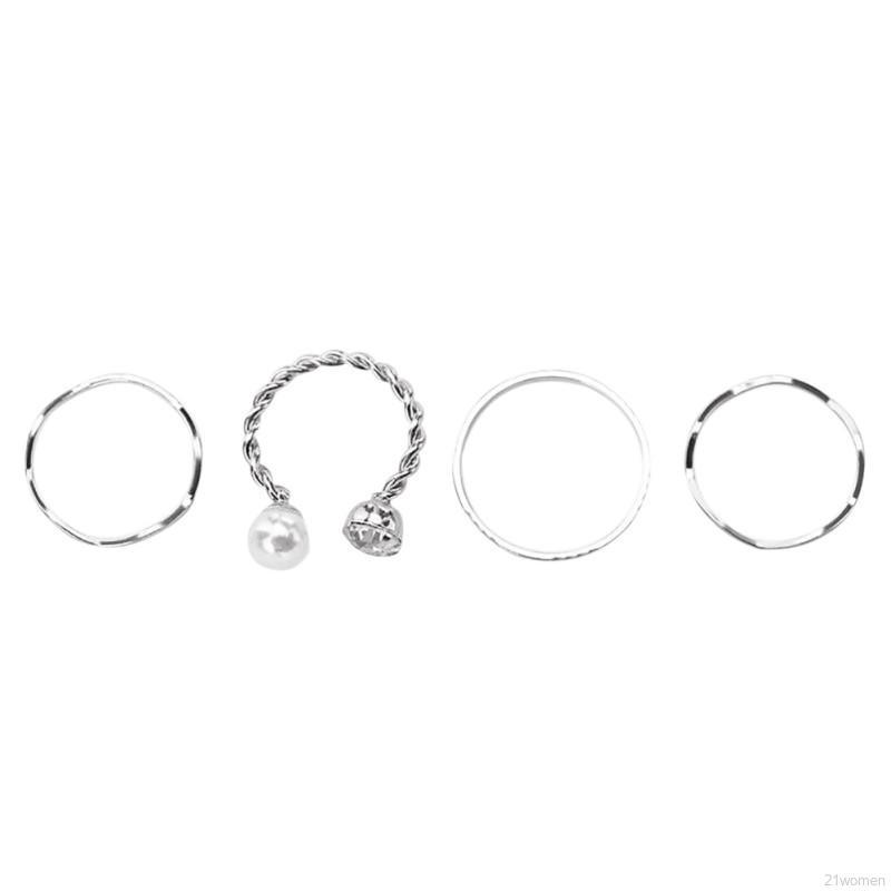 Set 4 chiếc nhẫn nữ kiểu dáng đơn giản thời trang