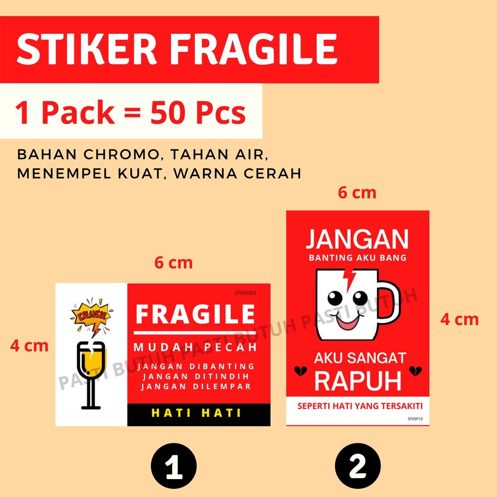 Bộ 50 Miếng Dán Trang Trí Hình Fragile