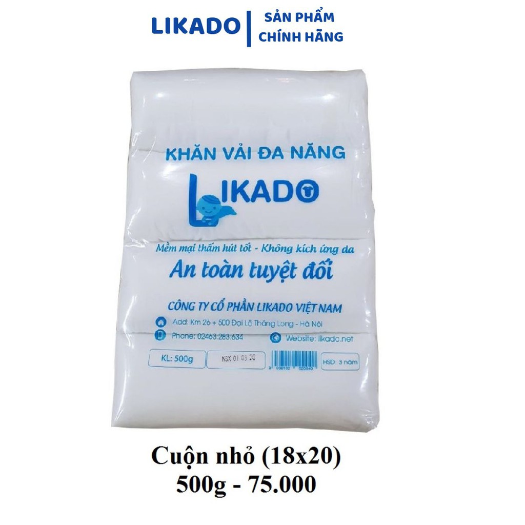 Khăn vải khô đa năng cho bé Likado 500g kích thước  330 tờ