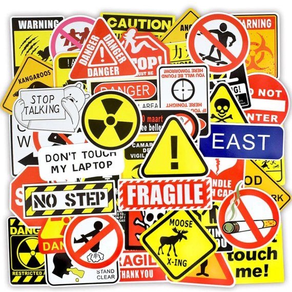 Bộ 200 sticker chủ đề BIỂN BÁO CỔ ĐIỂN dùng để trang trí điện thoại di động/ván trượt/vali không để lại dấu keo