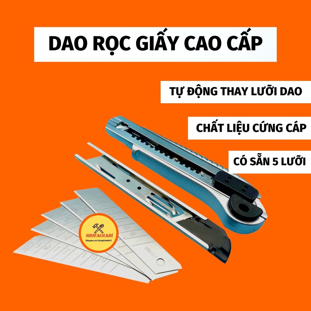 Dao rọc dọc giấy (dao trổ) xịn cao cấp kèm 5 lưỡi dự phòng