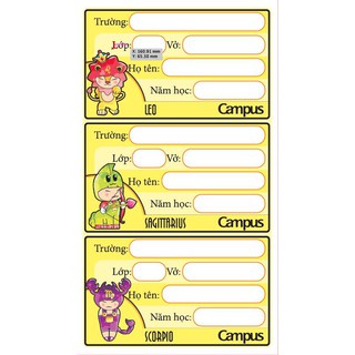 Sét 24 chiếc nhãn vở Campus Cung Hoàng Đạo Zodiac,nhãn ghi tên dán tập giá rẻ