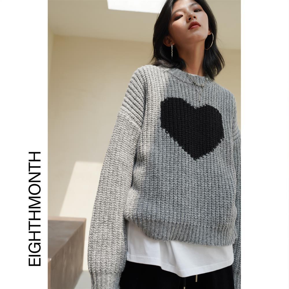 Áo Sweater Cổ Tròn Dáng Rộng Màu Xám Phong Cách Mùa Đông Mới Cho Nữ