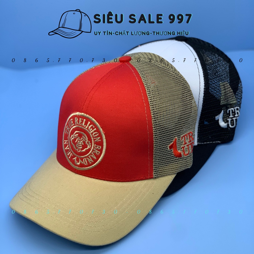 MŨ LƯỠI TRAI PHỐI LƯỚI ÔNG ĐỊA LOGO TRÒN 2 MÀU ĐỎ,ĐEN CAO CẤP ĐẸP