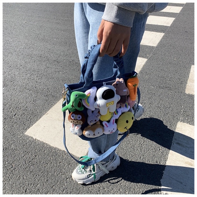 ✨💕Túi jeans đính nhiều gấu bông