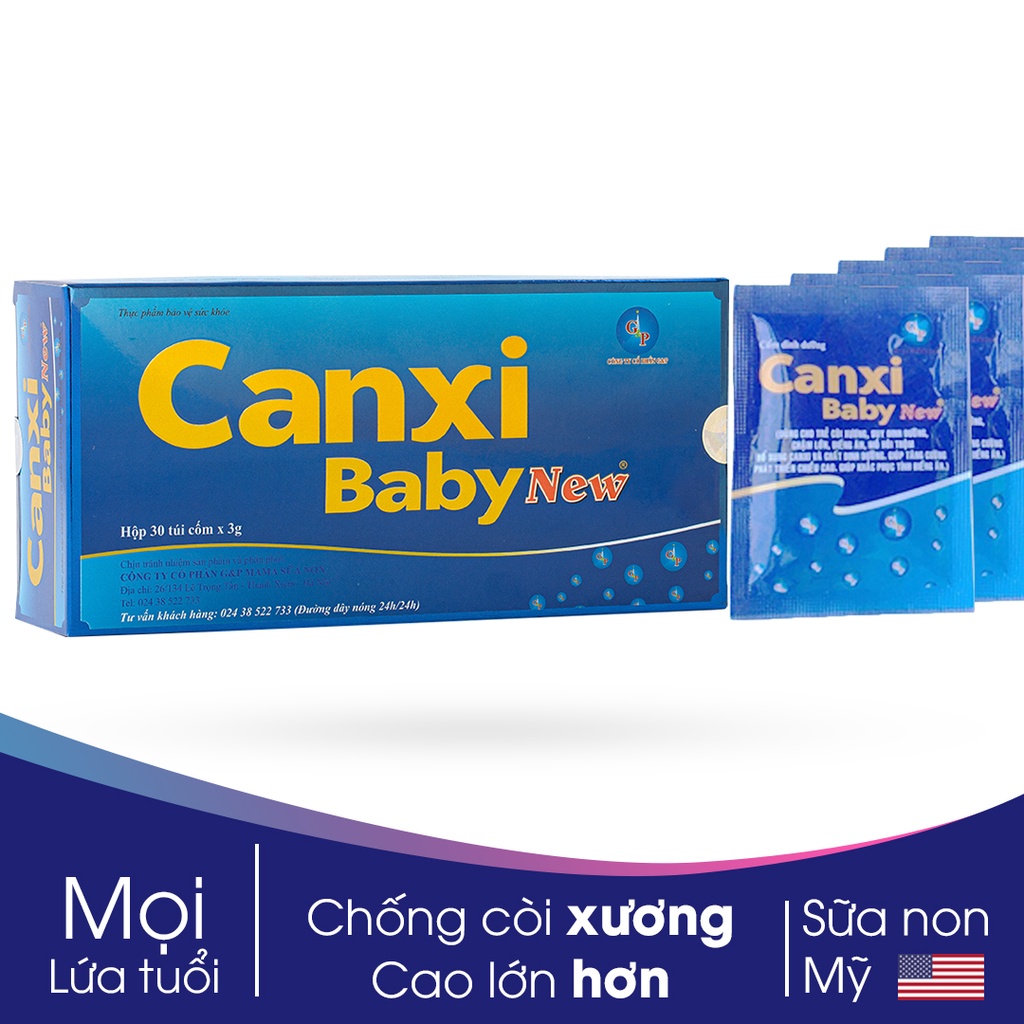 Cốm Canxi Baby New G&amp;P – Dành cho bé còi xương, chậm lớn, biếng ăn, hay ốm vặt, bổ sung canxi tối ưu GP