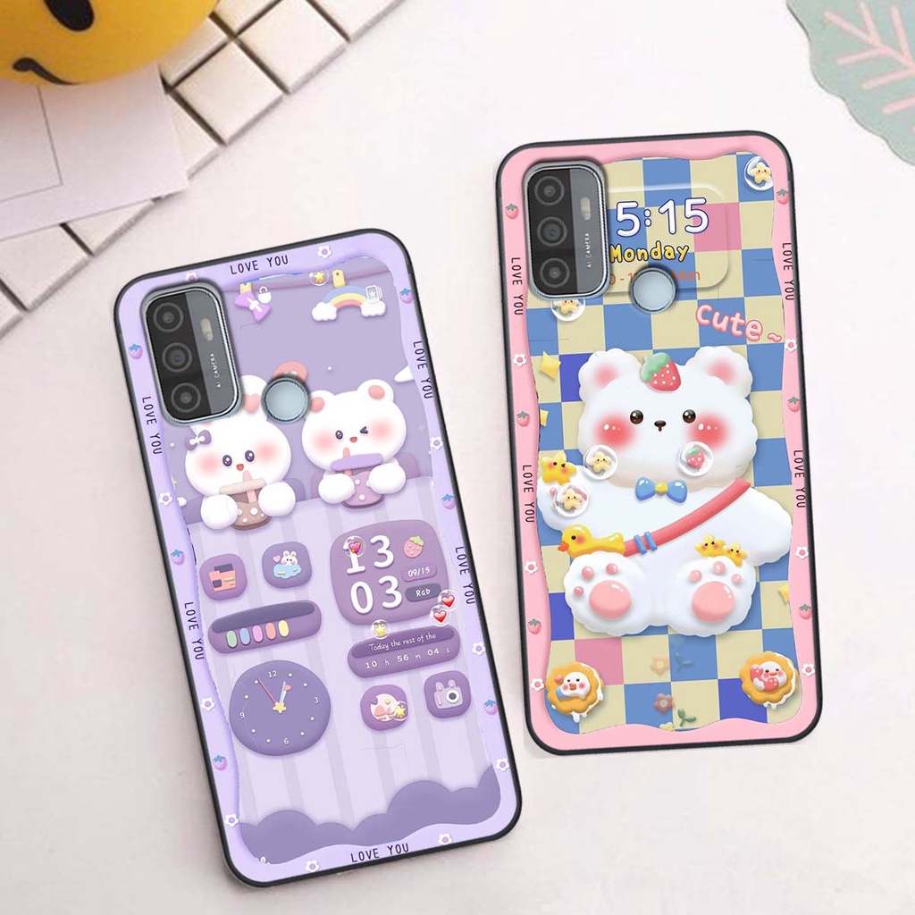 Ốp lưng Oppo A53 / A32 in hình gấu cute,bò sữa 3D cute dễ thương bảo vệ điện thoại.