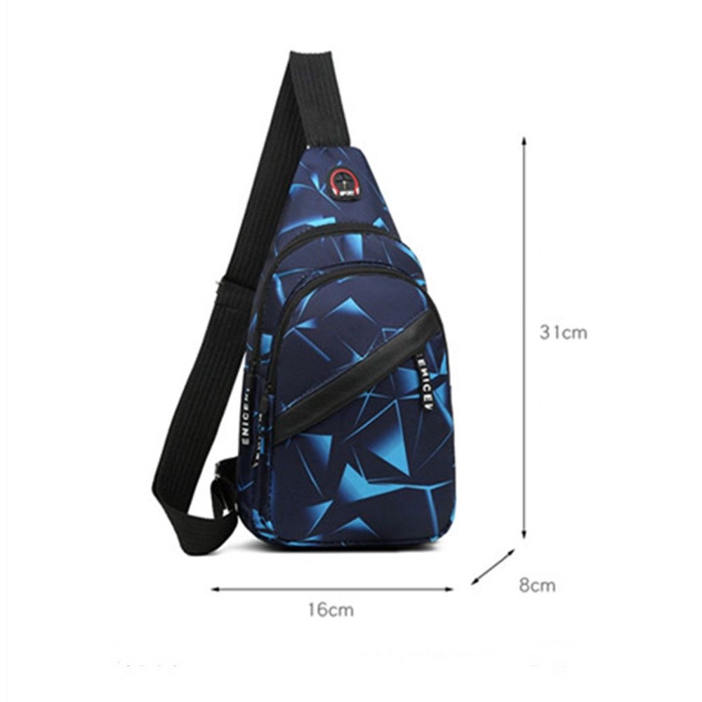 Túi đeo chéo ngực 2 lớp bằng vải canvas thời trang cho nam và nữ