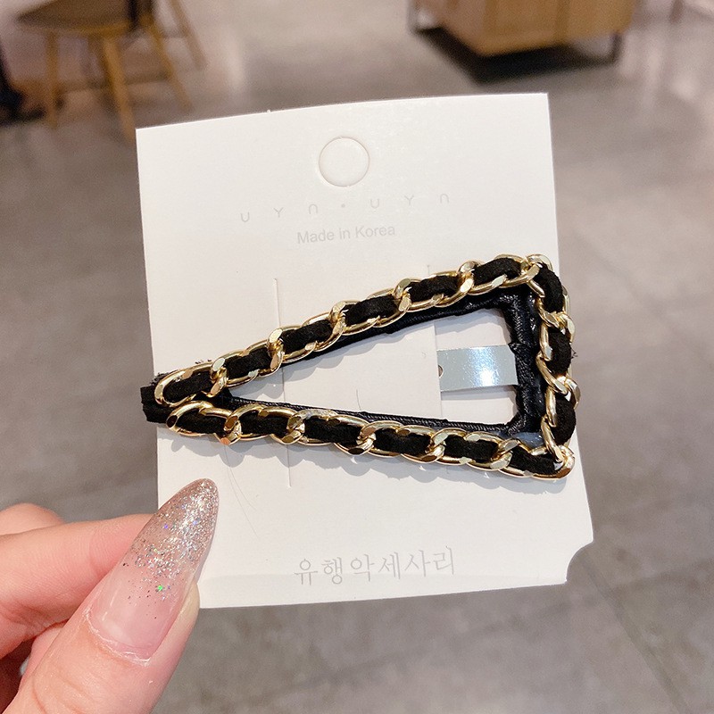 Kẹp tóc kim loại phối dây xích phong cách Hàn Quốc - UniLabel