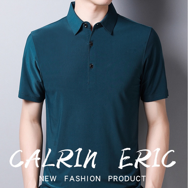 Áo Thun POLO Tay Ngắn Dáng Rộng Màu Sắc Kẹo Ngọt Chất Liệu Lụa Lạnh Cao Cấp Dành Cho Nam Giới Độ Tuổi Trung Niên #1010