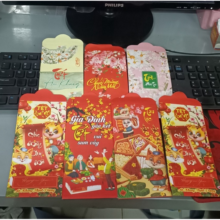 COMBO 10 LÌ XÌ TẾT LOẠI ĐẸP - Bọ 10 Lì Xì Tết Đẹp 2023 May Mắn Lộc Phát - Ngẫu Nhiên Và Tặng Kèm Túi Bóng Kính