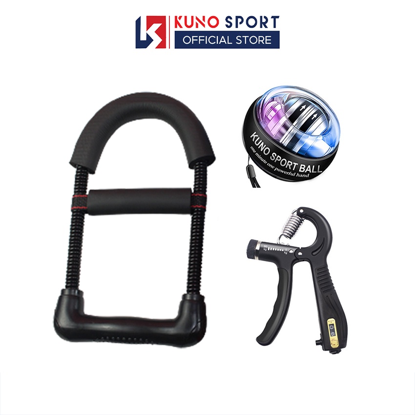 Combo 3 Món Dụng Cụ Tập Tay KUNOSPORT Kìm Bóp Tay ,Bóng Tập Cổ Tay ,Lò Xo Tập Tay Chữ U