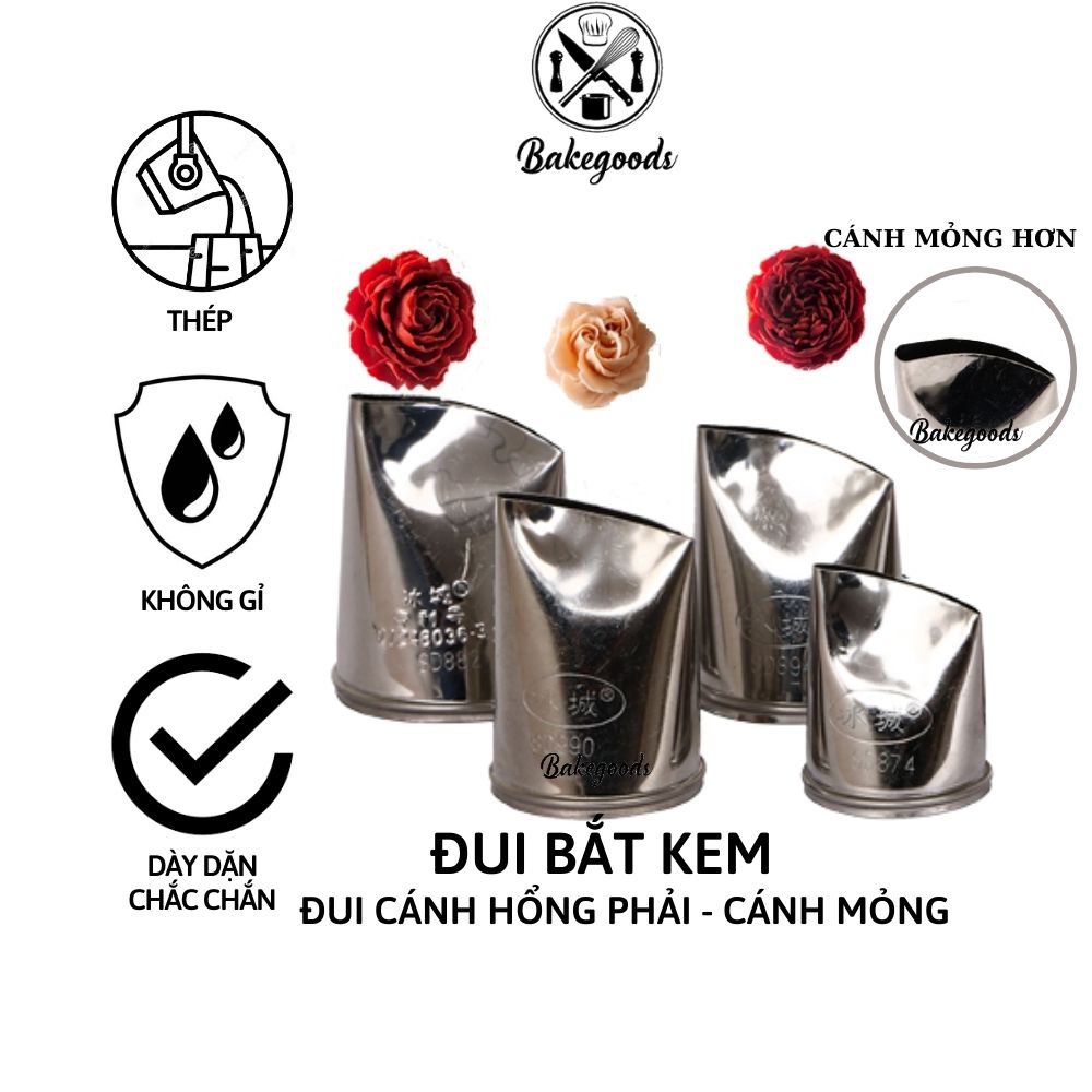 Đui bắt hoa hồng cánh trái, Đuôi bắt hoa hồng cánh phải, đui hoa trà bằng thép không gỉ  dày dặn