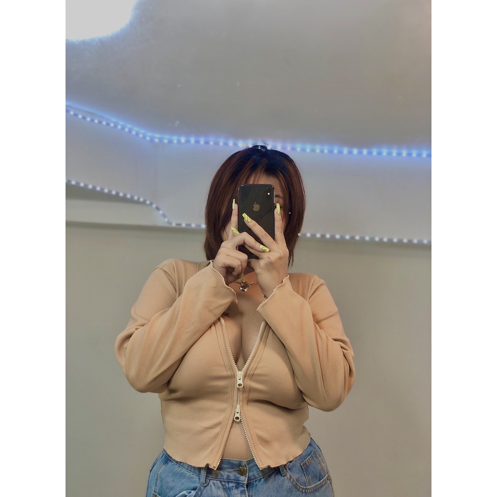 áo croptop nữ khóa kéo hai đầu cực sexy cho nàng bigsize FATTYTA CR11 | BigBuy360 - bigbuy360.vn