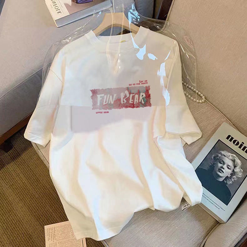 Áo Thun Tay Ngắn In Chữ Và Chú Gấu Dễ Thương Thời Trang Mùa Hè Cho Nữ