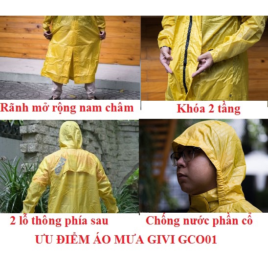 Áo Mưa Givi, Áo Mưa 1 Người Givi GCO01 G-COAT Chính Hãng Thiết Kế Đẹp, Chất Liệu Nhẹ