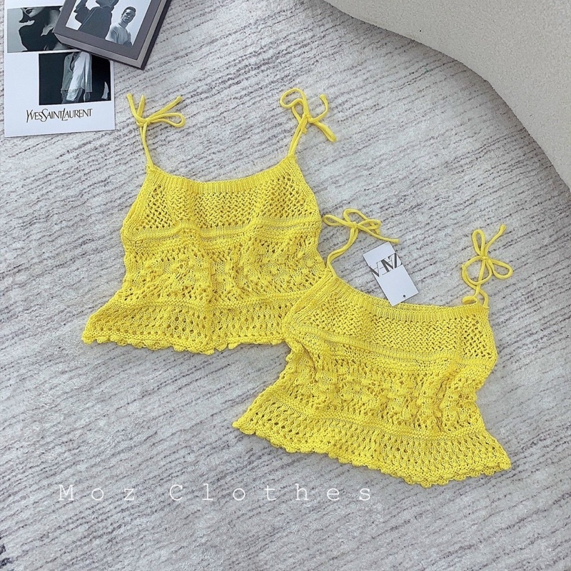 Áo 2 dây zara len móc