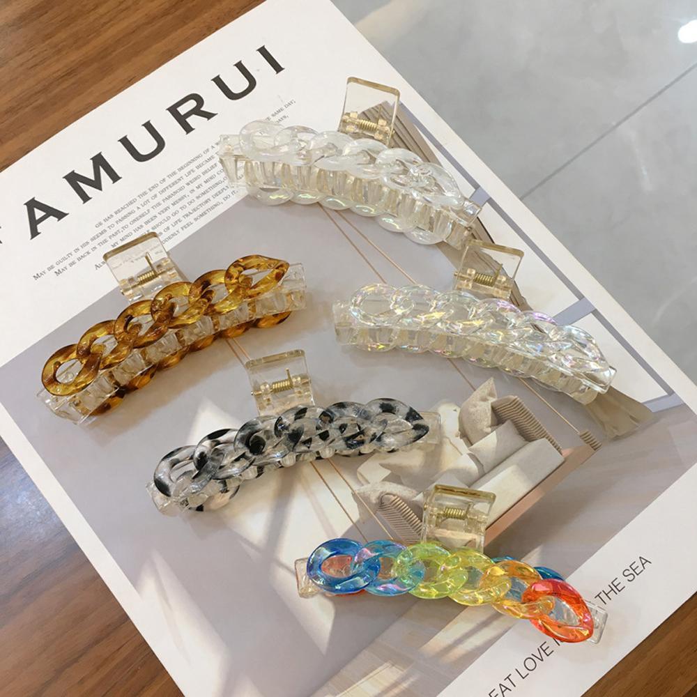 Kẹp Tóc Đuôi Ngựa Bằng Nhựa Họa Tiết Da Báo Màu Cầu Vồng Thời Trang Cho Nữ Giá Đỡ