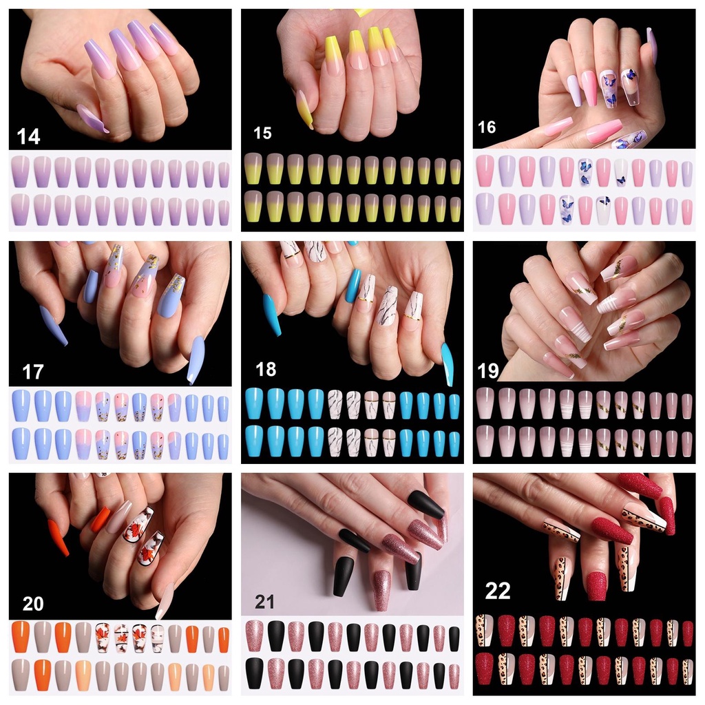 MIHAN1 Set 24 Móng Tay Giả Ốp