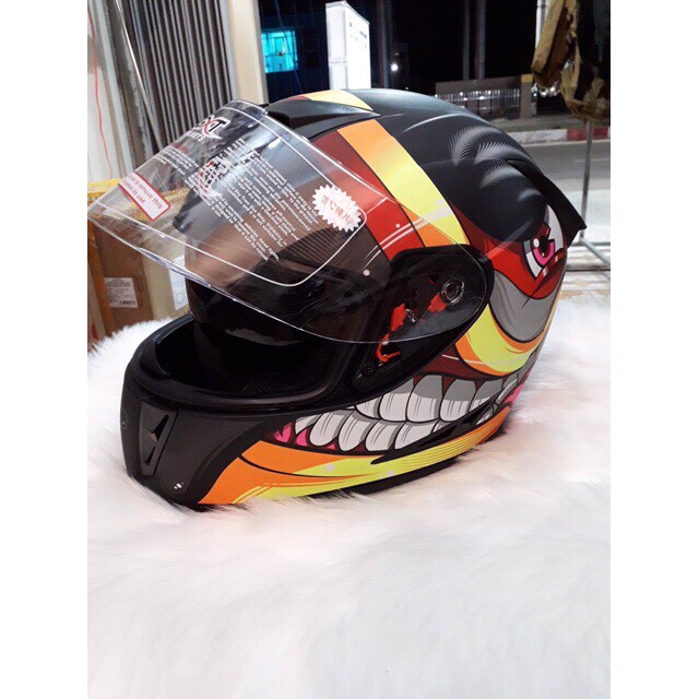 Nón bảo hiểm fullface 2 kính siêu chất - Không lật - Hàng chính hãng - GXT hàm - Tem Tucan đen