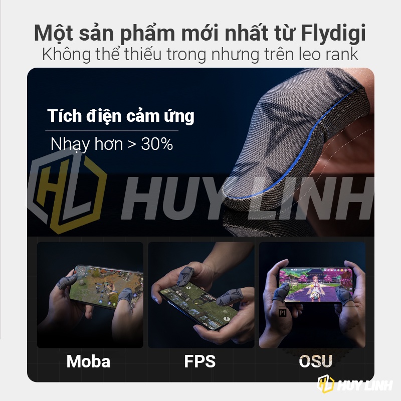 Flydigi P1 Sliver Bộ bao 2 ngón tay chuyên dụng chơi game mobile chống ra mồ hôi tay - Găng tay cảm ứng co giãn 3 chiều