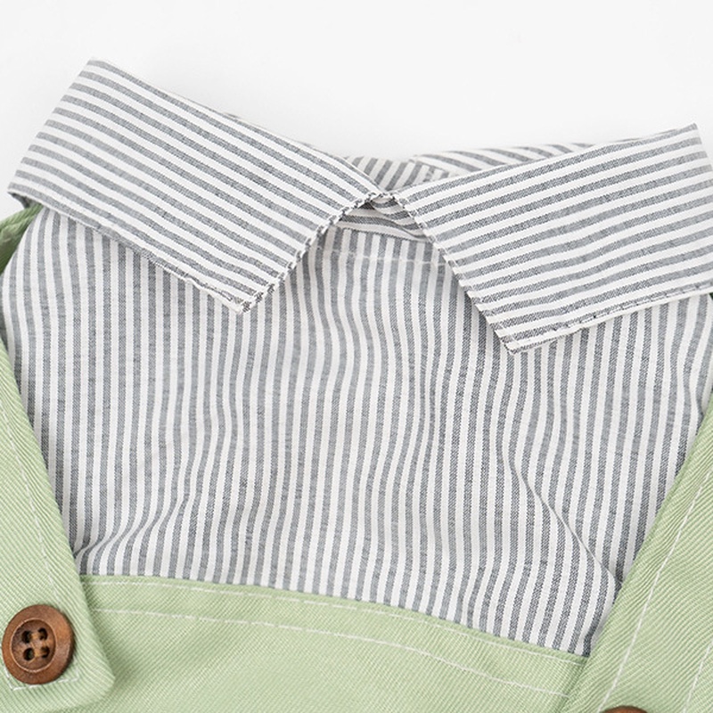 Bộ áo liền quần họa tiết kẻ sọc màu xanh lá cây dễ thương cho thú cưng